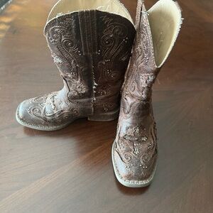 Girls Roper Brown Cowboy Boots